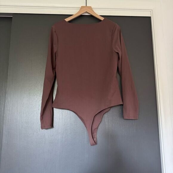 Nuuds Square Neck Long Sleeve Bodysuit Brown sz XL - Picture 4 of 4